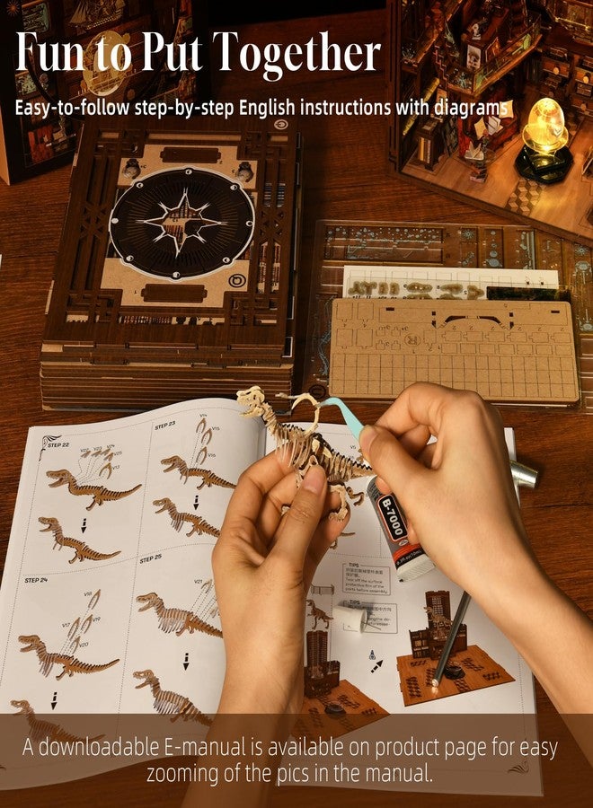 CCCDF مجموعة ركن الكتب CCCDF DIY، مجموعة ركن الكتب المصغرة لبيت الدمى، ديكور رف الكتب ثلاثي الأبعاد من الخشب مع إضاءة LED للمراهقين والبالغين (Beyond Library Max) - Image 5